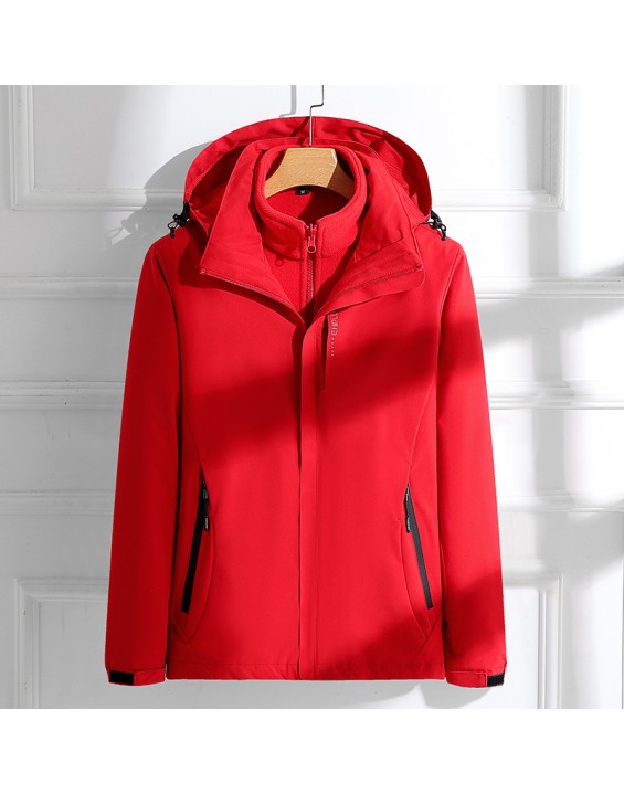 Punching jacket 3 in 1 removable ladies outdoor camping hiking windproof jacket waterproof hooded jacket