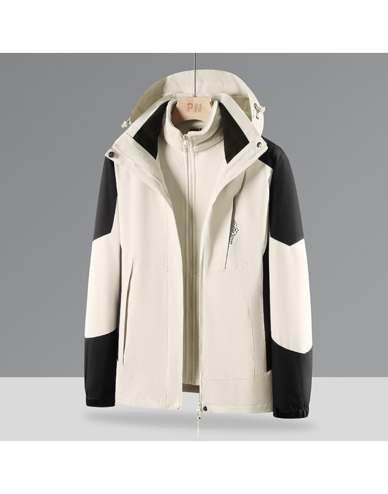 Autumn and winter models outdoor 3-in-1 punching jacket removable women's waterproof windbreaker jacket thickened fleece