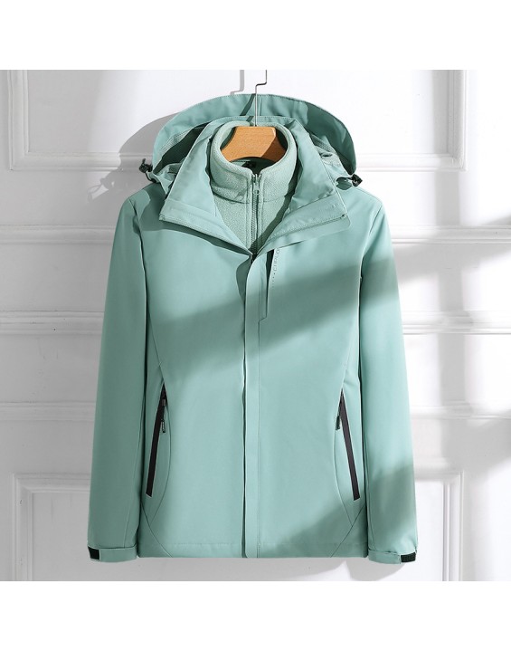 Punching jacket 3 in 1 removable ladies outdoor camping hiking windproof jacket waterproof hooded jacket