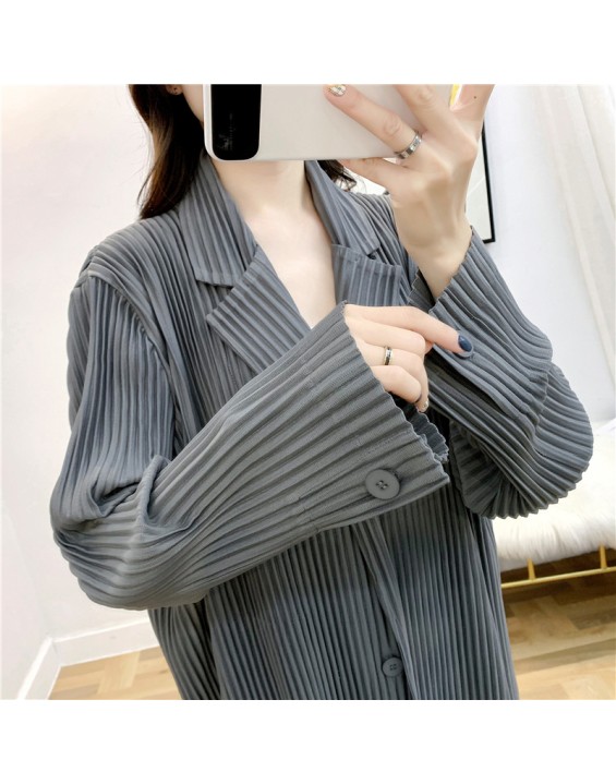 Autumn and winter new products with loose temperament, oversized long sleeved pleated suit jacket for women