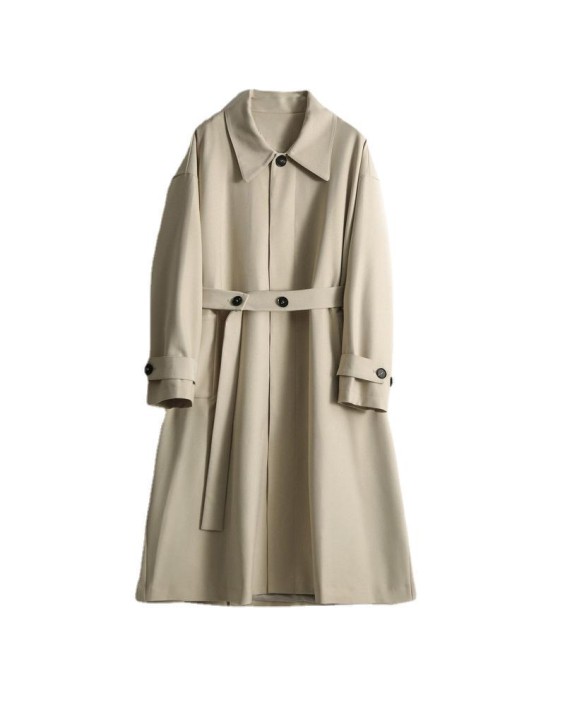 Texture twill thin windbreaker, spring and autumn new coat, autumn women's slimming coat, medium length coat