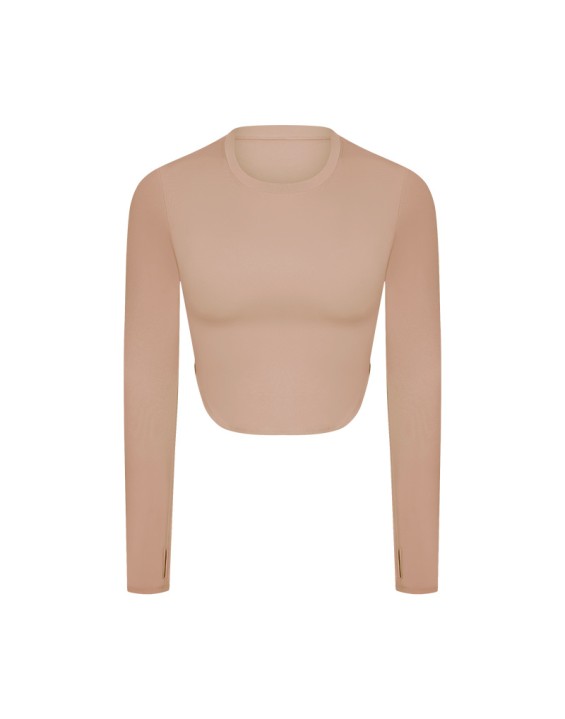 Yoga clothes new sexy side seam split naked sense of fitness long sleeve T wear casual running sports top women